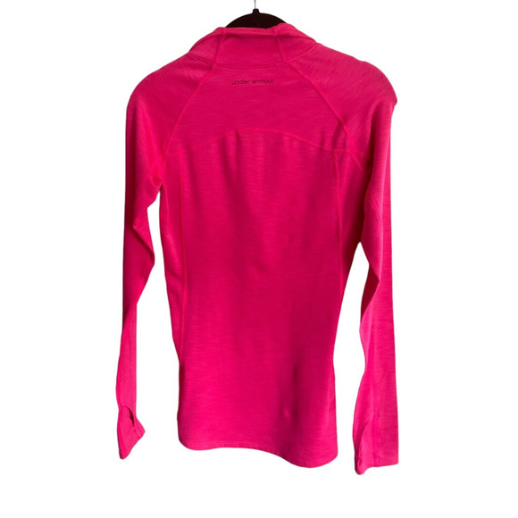 Under Armour ColdGear Fitted Pullover XS Pink Quarter-Zip Thumbholes - Picture 2 of 14